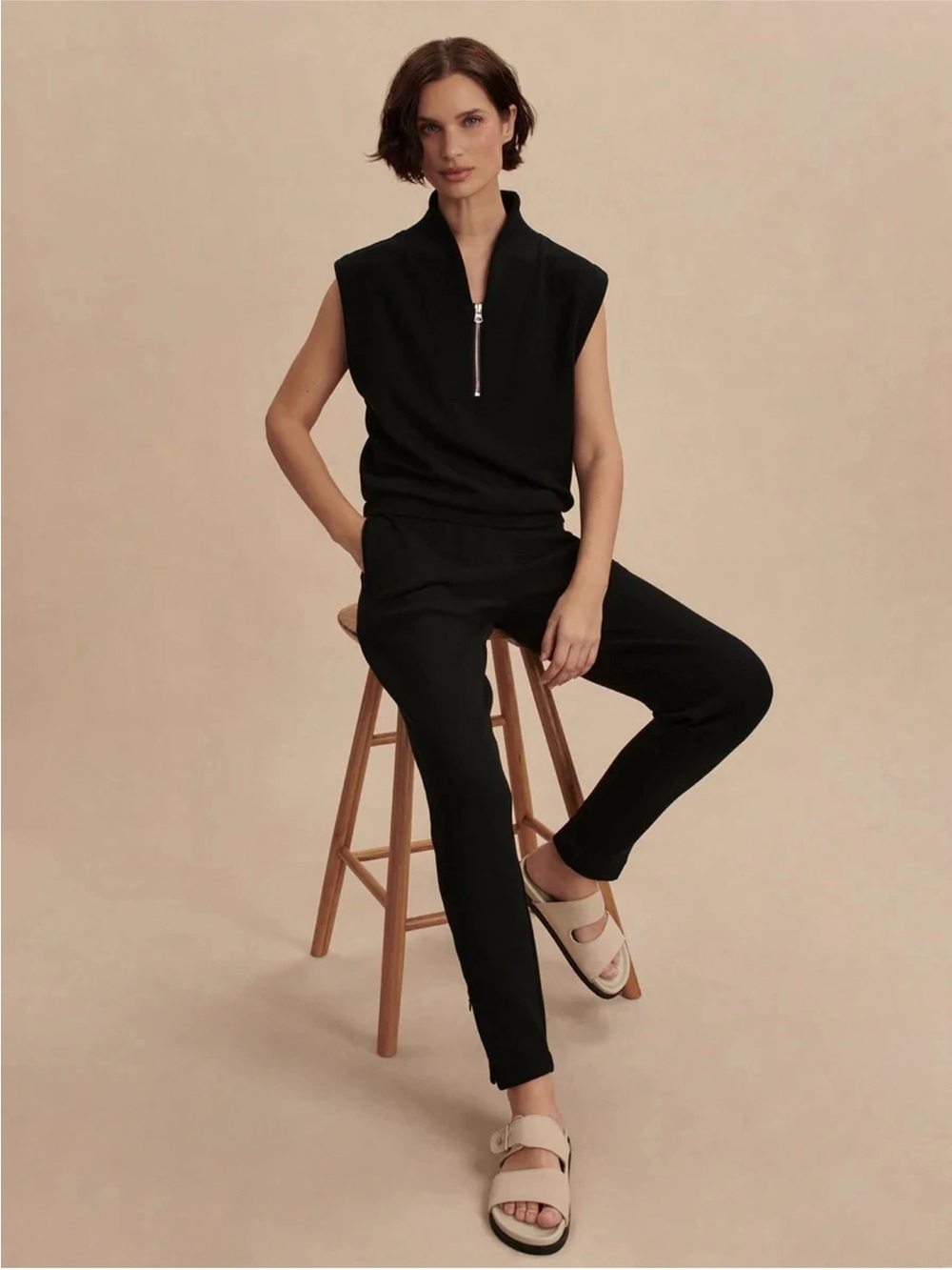EUC Varley Loretta  Soft Half Zip Sleeveless  Top Half Zipin Black, Size X-Small